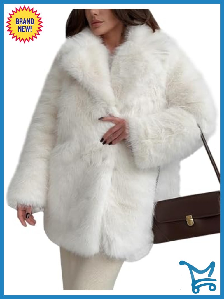 Long Faux Fur Coat Fluffy Furry Jacket Winter Warm Lapel Shawl Collar Snap